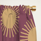 Boho Summer Sun Pattern XI Mauve and Neutral Yellow Window Curtain Gallery Image 2