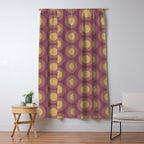 Boho Summer Sun Pattern XI Mauve and Neutral Yellow Window Curtain Gallery Image 5