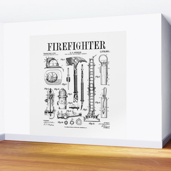 Firefighter Fire Department Fireman Vintage Patent Print Wall Mural Gallery Image 2