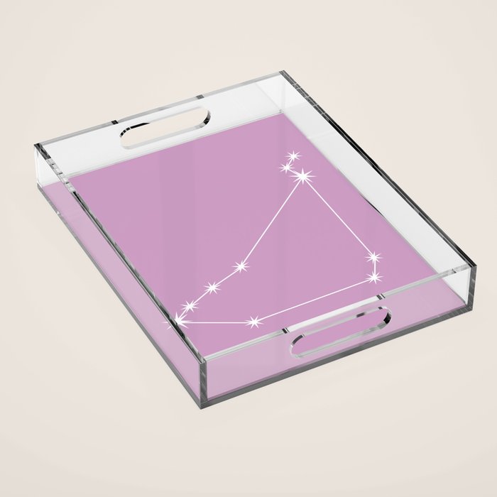 Capricorn Zodiac Star Constellation Line Art Pastel Lilac Acrylic Tray Gallery Image 1