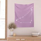 Capricorn Zodiac Star Constellation Line Art Pastel Lilac Wall Tapestry Gallery Image 2