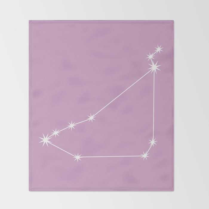 Capricorn Zodiac Star Constellation Line Art Pastel Lilac Throw Blanket Gallery Image 2