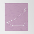 Capricorn Zodiac Star Constellation Line Art Pastel Lilac Throw Blanket Gallery Image 2