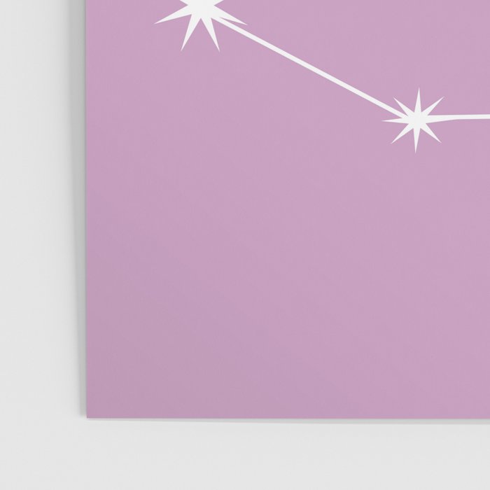 Capricorn Zodiac Star Constellation Line Art Pastel Lilac Poster Gallery Image 3