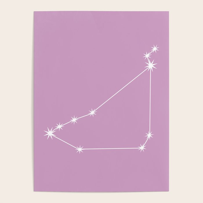 Capricorn Zodiac Star Constellation Line Art Pastel Lilac Poster Gallery Image 4