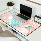 Modern Floral Prints, Coral Teal and Green Desk Mat Gallery Image 2