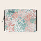 Modern Floral Prints, Coral Teal and Green Laptop Sleeve Gallery Image 1