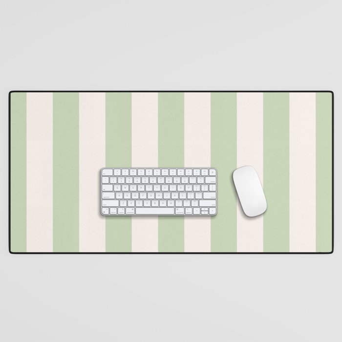 Pastel Green Vertical Stripes Desk Mat Gallery Image 1