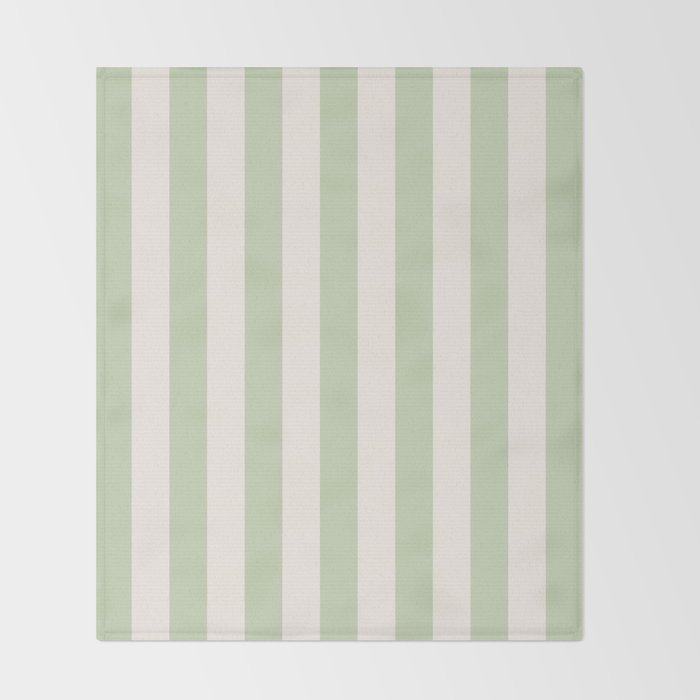 Pastel Green Vertical Stripes Throw Blanket Gallery Image 2
