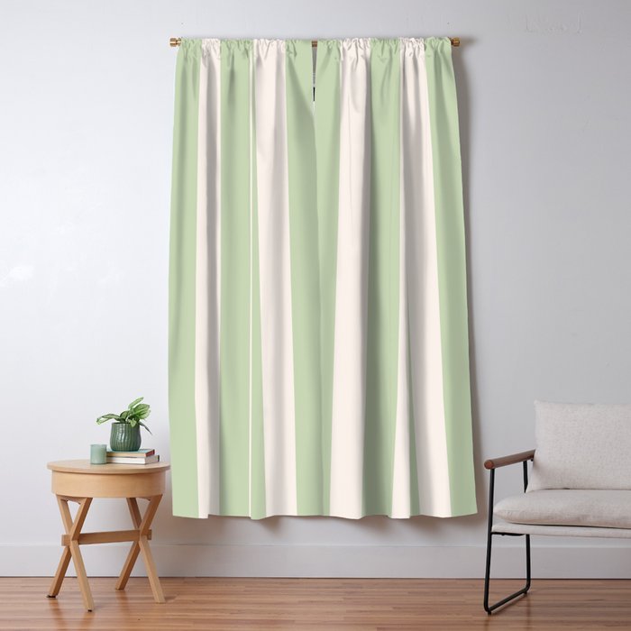 Pastel Green Vertical Stripes Window Curtain Gallery Image 5
