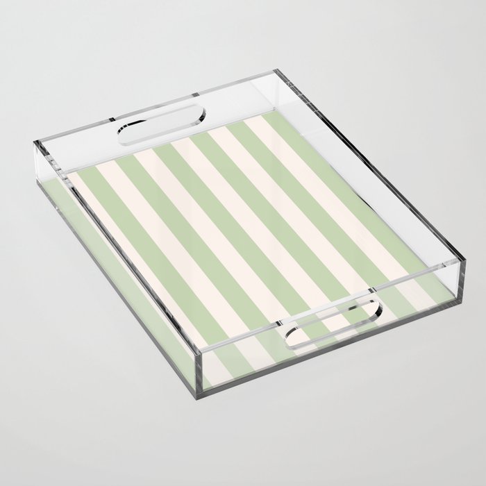 Pastel Green Vertical Stripes Acrylic Tray Gallery Image 1