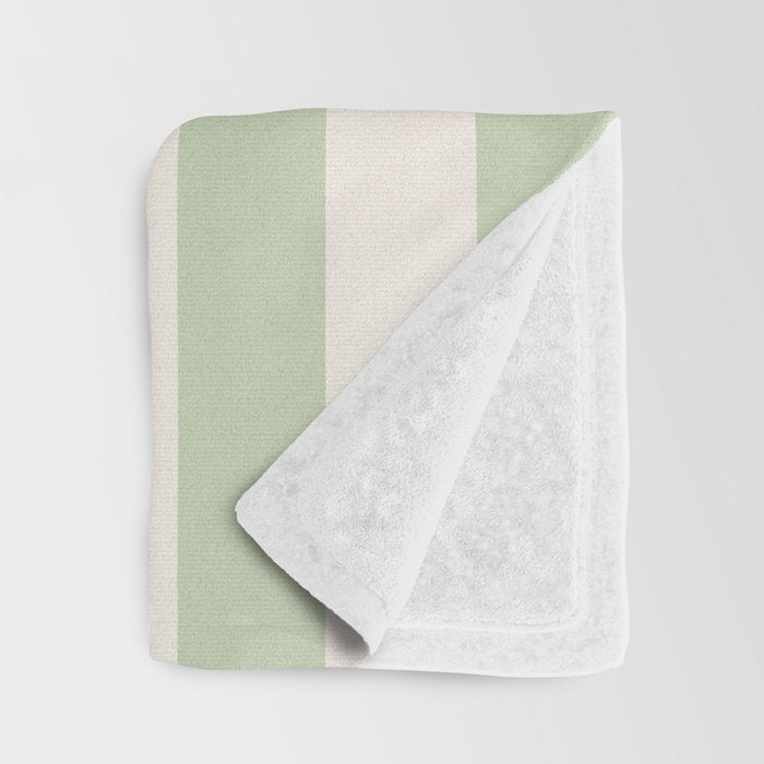 Pastel Green Vertical Stripes Throw Blanket Gallery Image 3