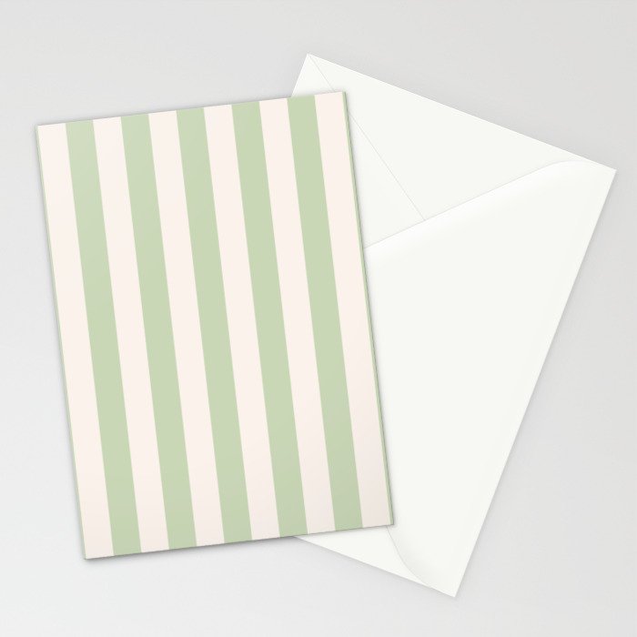 Pastel Green Vertical Stripes Stationery Card Gallery Image 2