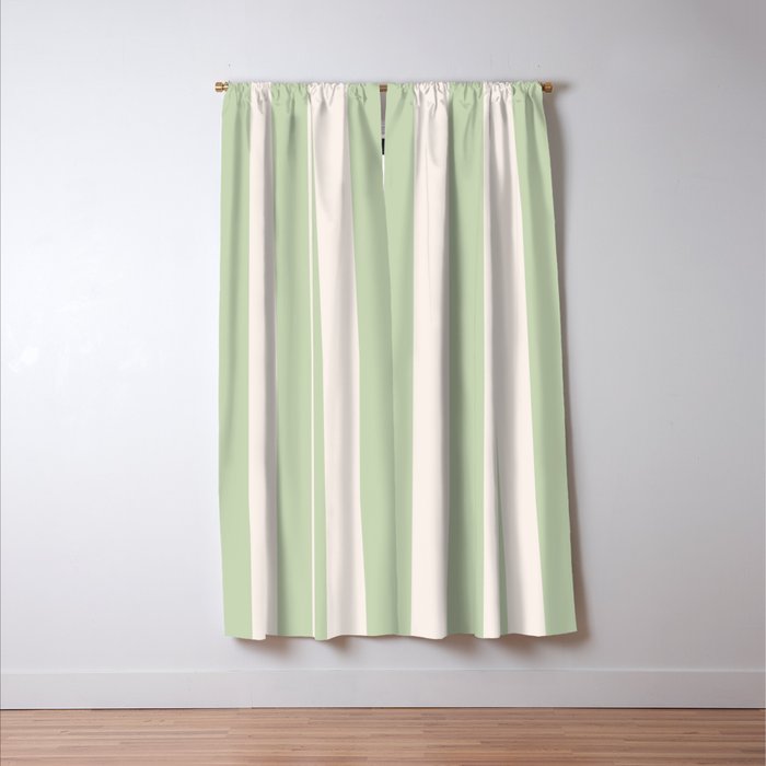 Pastel Green Vertical Stripes Window Curtain Gallery Image 3