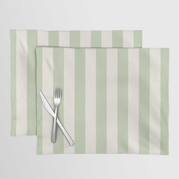 Pastel Green Vertical Stripes Placemat Gallery Image 1
