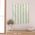 Pastel Green Vertical Stripes Wall Tapestry Gallery Image 2