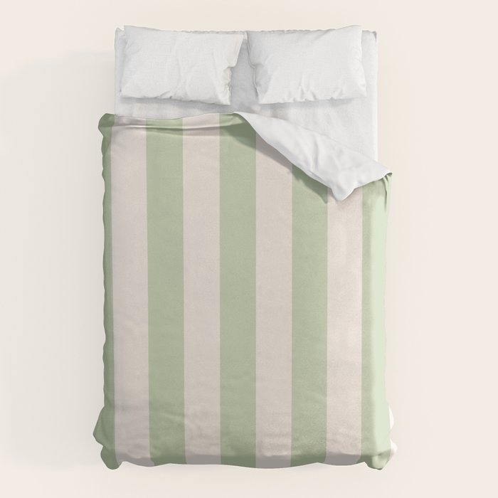 Pastel Green Vertical Stripes Duvet Cover Gallery Image 6