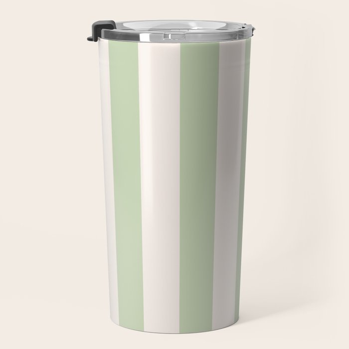 Pastel Green Vertical Stripes Travel Mug Gallery Image 3