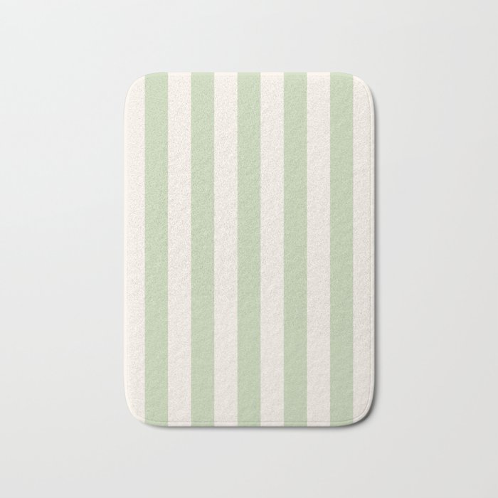 Pastel Green Vertical Stripes Bath Mat Gallery Image 1