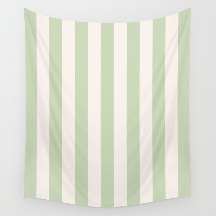 Pastel Green Vertical Stripes Wall Tapestry Gallery Image 4