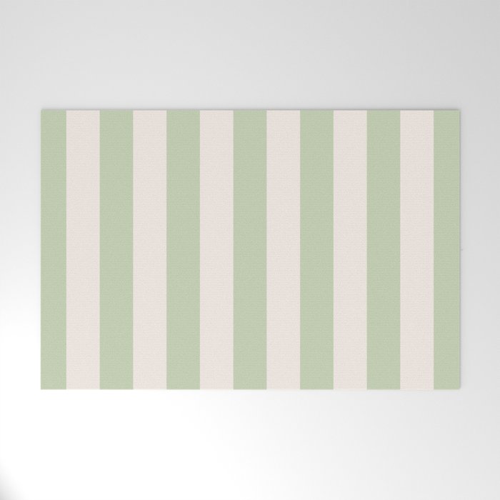 Pastel Green Vertical Stripes Welcome Mat Gallery Image 1