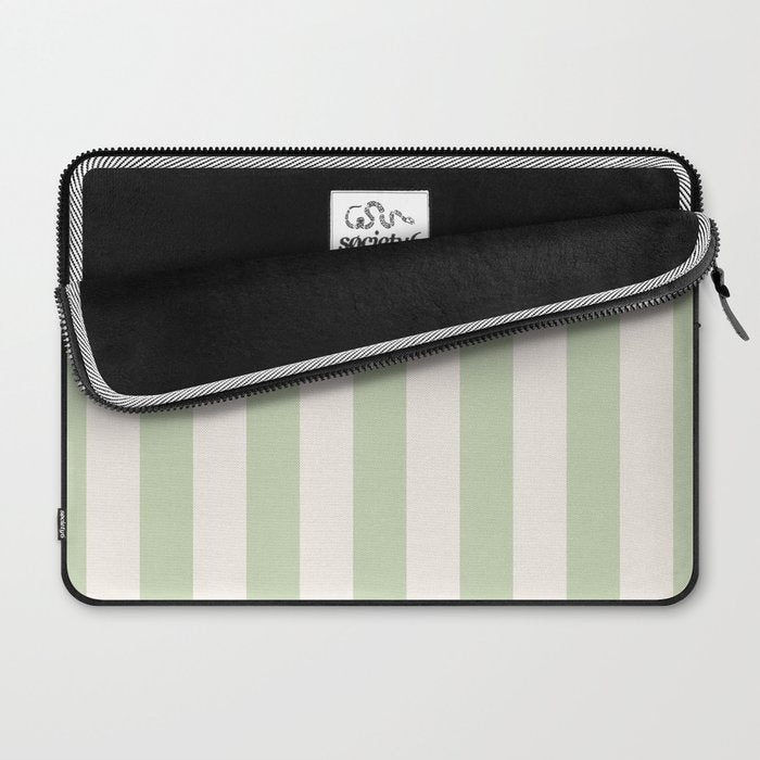 Pastel Green Vertical Stripes Laptop Sleeve Gallery Image 2