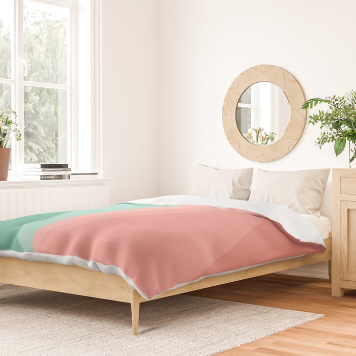 Geometric Triangles VII Pink and Green Duvet Cover Gallery Image 2