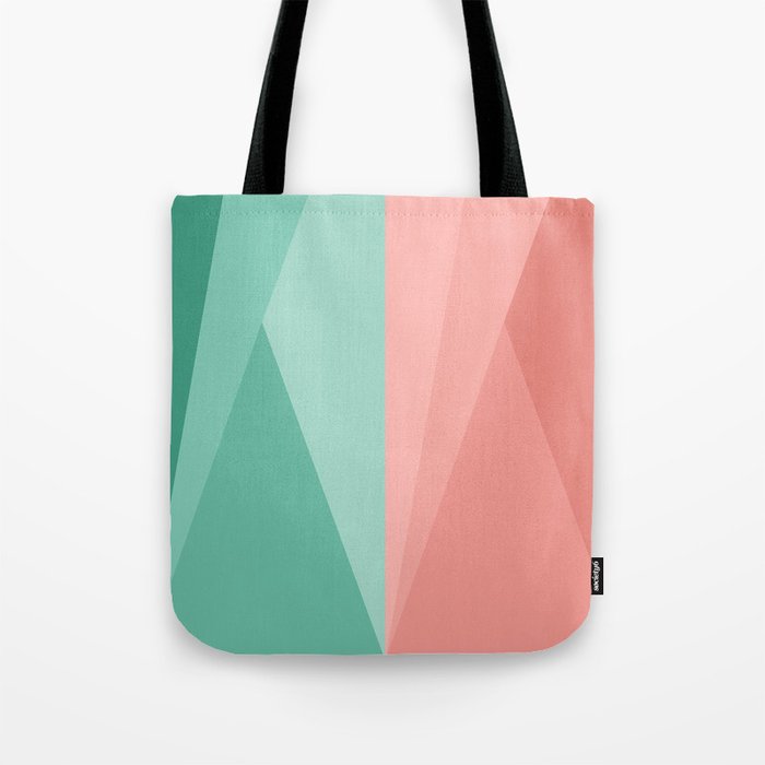 Geometric Triangles VII Pink and Green Tote Bag Gallery Image 1