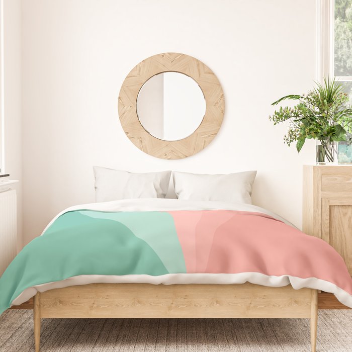 Geometric Triangles VII Pink and Green Duvet Cover Gallery Image 3