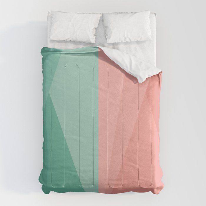Geometric Triangles VII Pink and Green Comforter Gallery Image 1