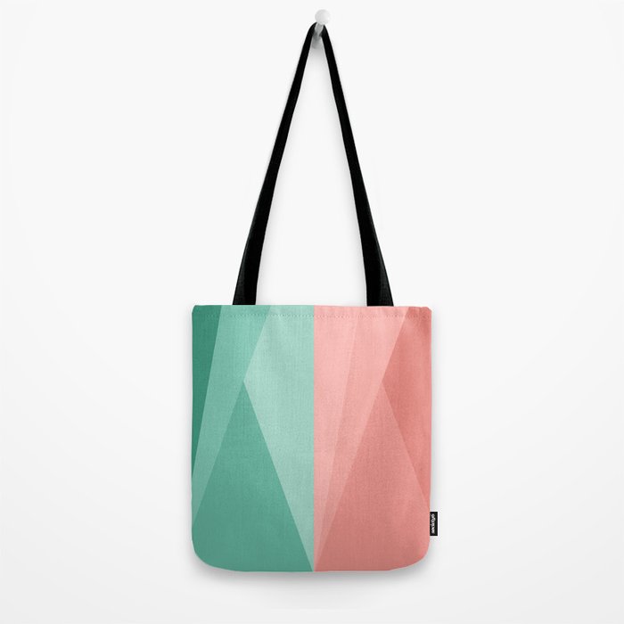 Geometric Triangles VII Pink and Green Tote Bag Gallery Image 2