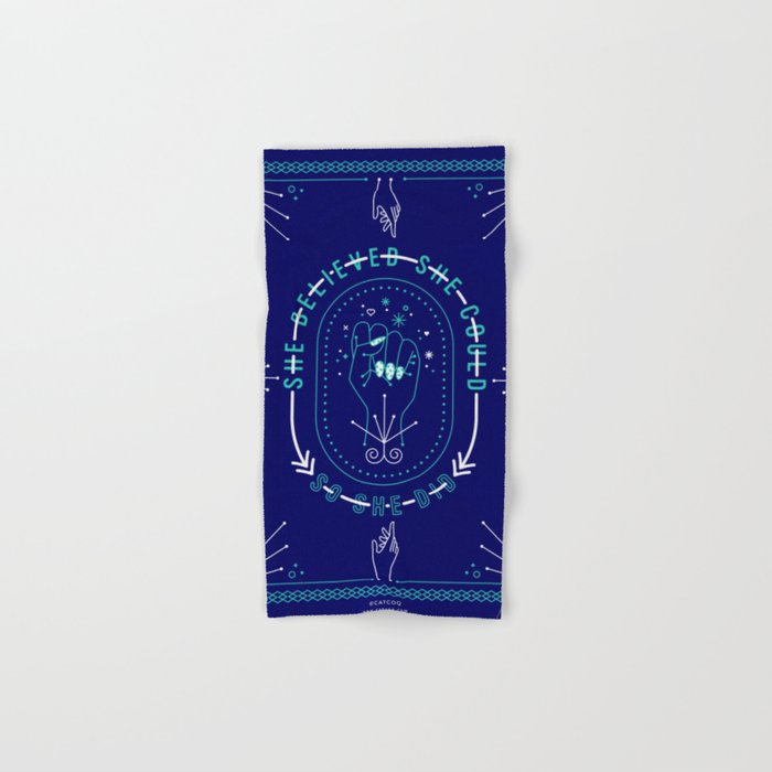 She Believed - Navy & Turquoise Palette Bath Towel Gallery Image 1