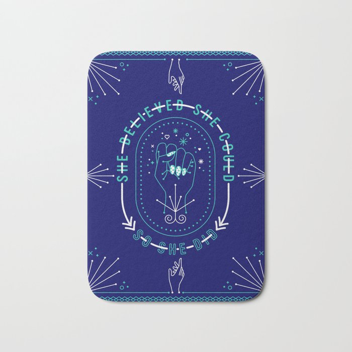 She Believed - Navy & Turquoise Palette Bath Mat Gallery Image 1