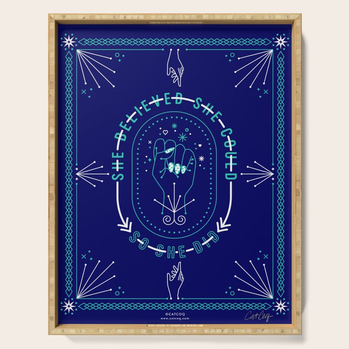 She Believed - Navy & Turquoise Palette Serving Tray Gallery Image 1