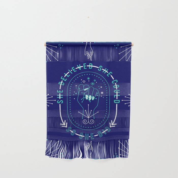 She Believed - Navy & Turquoise Palette Wall Hanging Gallery Image 1