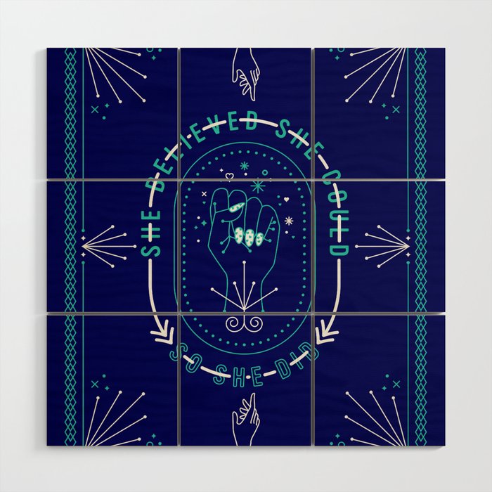 She Believed - Navy & Turquoise Palette Wood Wall Art Gallery Image 1