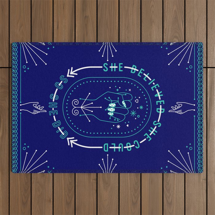 She Believed - Navy & Turquoise Palette Outdoor Rug Gallery Image 1