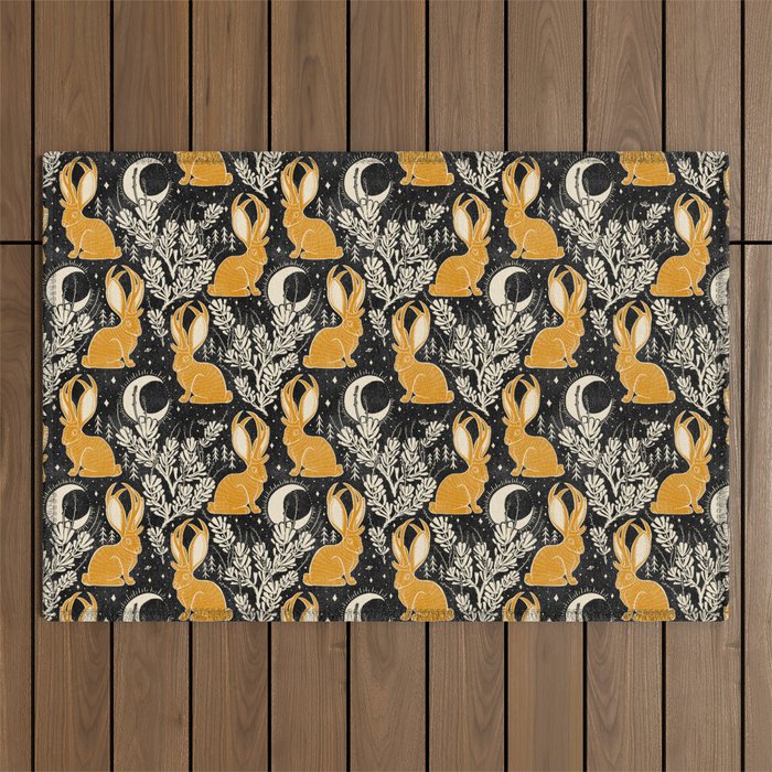 Jackalope - black & marigold  Outdoor Rug Gallery Image 1
