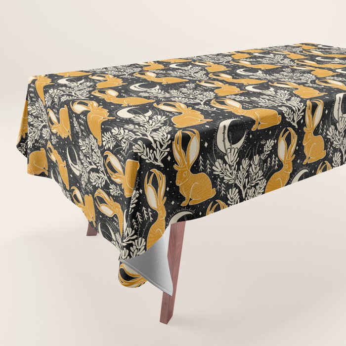 Jackalope - black & marigold  Tablecloth Gallery Image 1