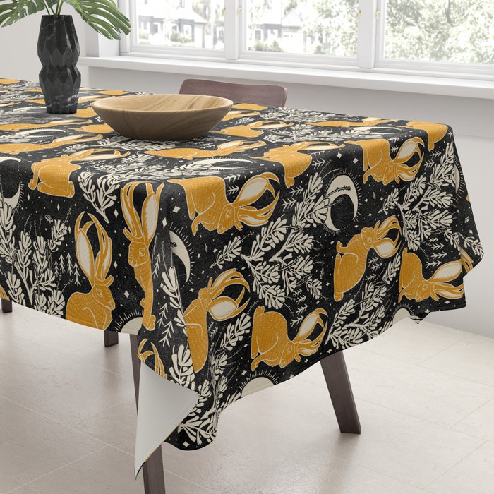 Jackalope - black & marigold  Tablecloth Gallery Image 3