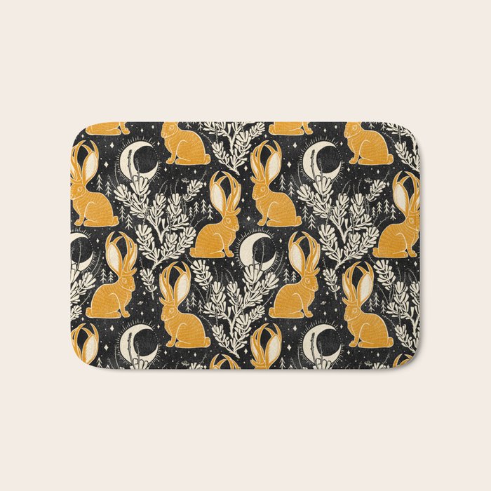 Jackalope - black & marigold  Bath Mat Gallery Image 1