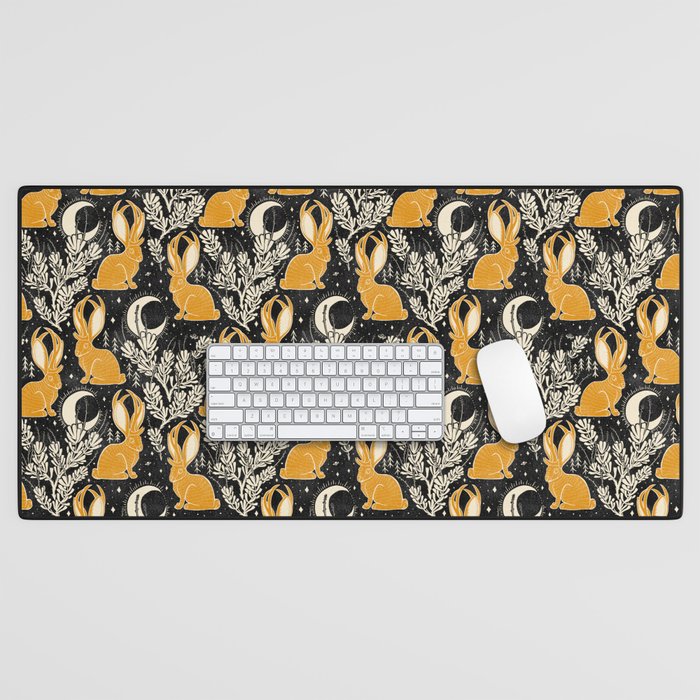 Jackalope - black & marigold  Desk Mat Gallery Image 1