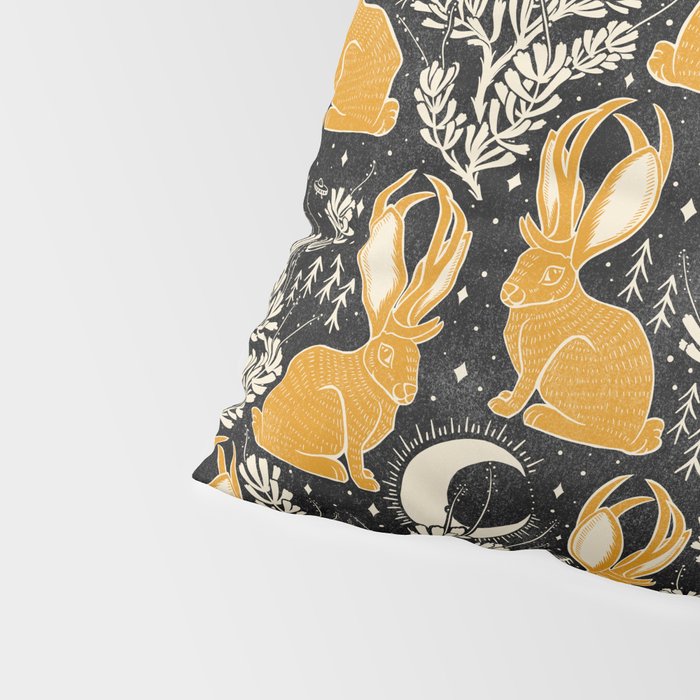 Jackalope - black & marigold  Pillow Sham Gallery Image 4