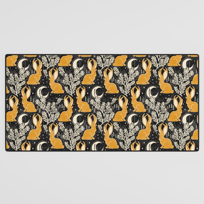 Jackalope - black & marigold  Desk Mat Gallery Image 3