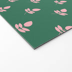 Retro Pink Leaf Pattern - Green Background Welcome Mat Gallery Image 2