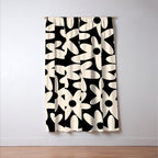 Daisy Time Retro Scandinavian Floral Pattern Black Almond Cream Window Curtain Gallery Image 3