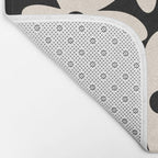 Daisy Time Retro Scandinavian Floral Pattern Black Almond Cream Bath Mat Gallery Image 2