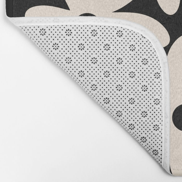 Daisy Time Retro Scandinavian Floral Pattern Black Almond Cream Bath Mat Gallery Image 2