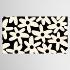 Daisy Time Retro Scandinavian Floral Pattern Black Almond Cream Tablecloth Gallery Image 2