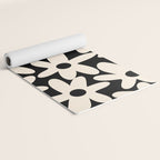Daisy Time Retro Scandinavian Floral Pattern Black Almond Cream Yoga Mat Gallery Image 2